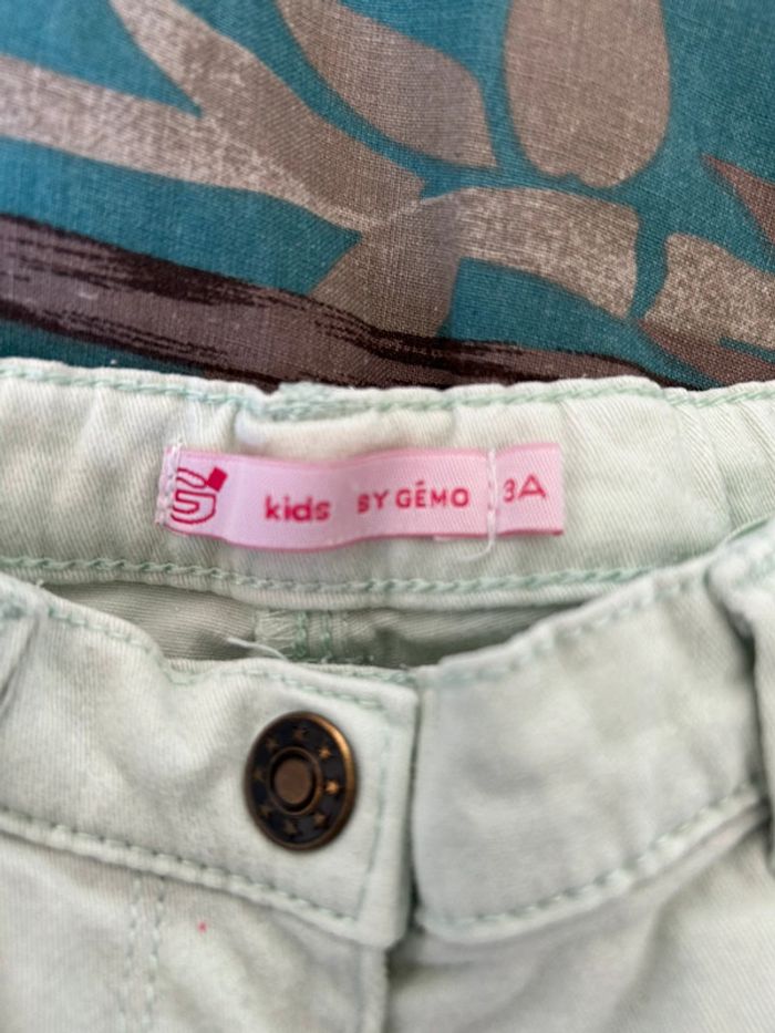 Pantacourt gemo vert pâle style jeans 3 ans / 36 mois - photo numéro 2