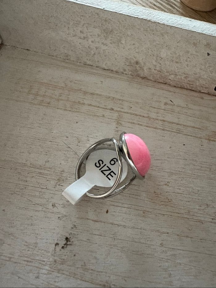 Bague argentée rose  T6 - photo numéro 4
