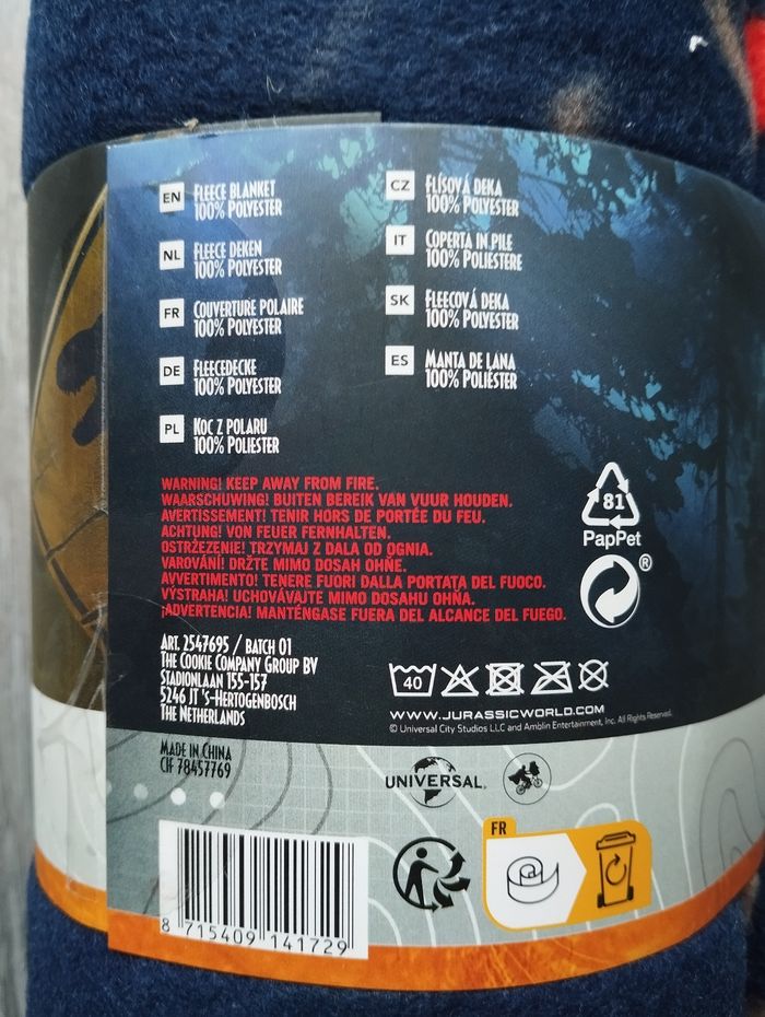 Jurassic World Dominion : Plaid Polaire 100% Polyester- 120x140cm - photo numéro 4