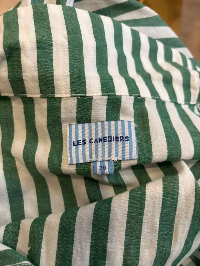 Robe chemise rayée verte Les canebiers – Taille 36, col V, effet cintré - photo numéro 8