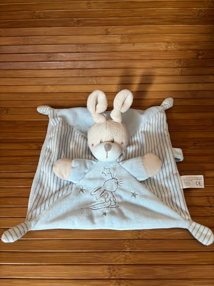 Doudou plat lapin bleu attache sucette Simba toys - photo numéro 2