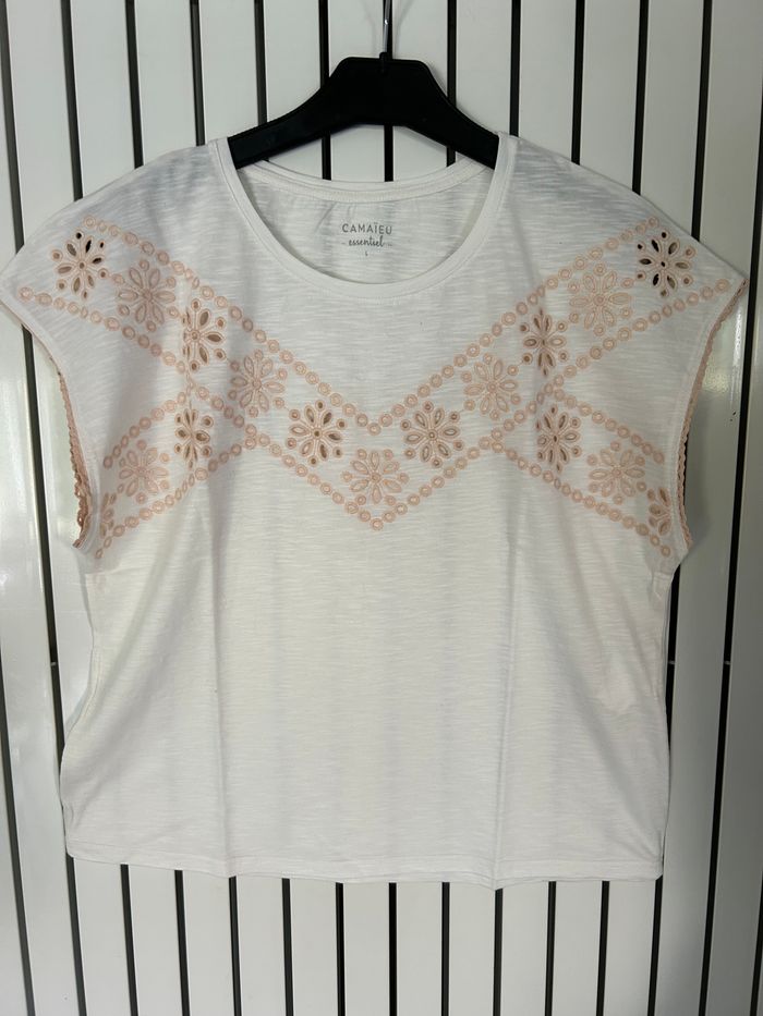 Tee shirt mc blanc, Camaïeu, taille L
