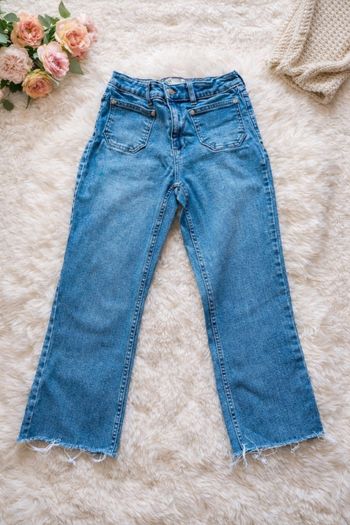 Jean taille haute 36 coupe wide leg tendance 💙 effet canon porté