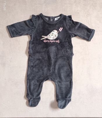 Pyjama velours fille - 1 mois
