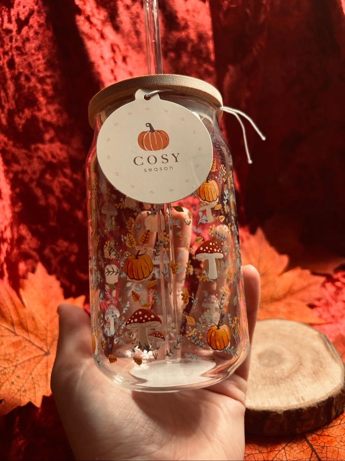 🍂 Verre cosy avec paille en verre - photo numéro 4