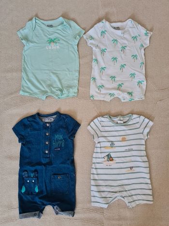 Lot de 4 Barboteuses coton