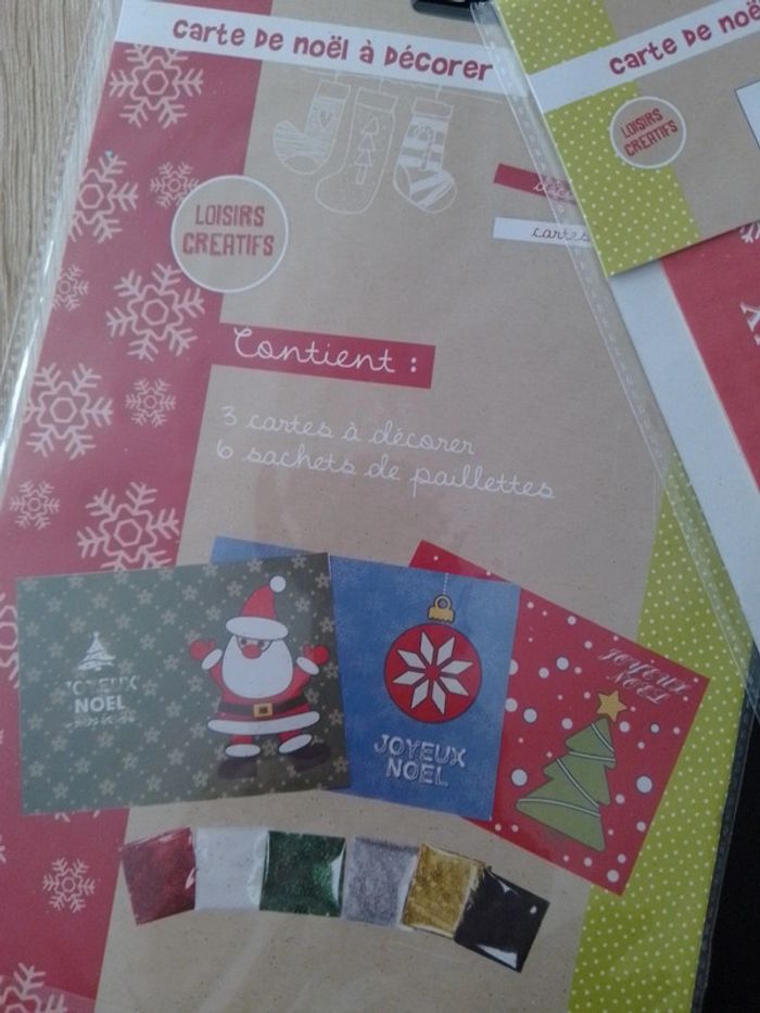 lot de 2 x3 cartes à paillettes à faire thème Noël neuf sous blister - photo numéro 4