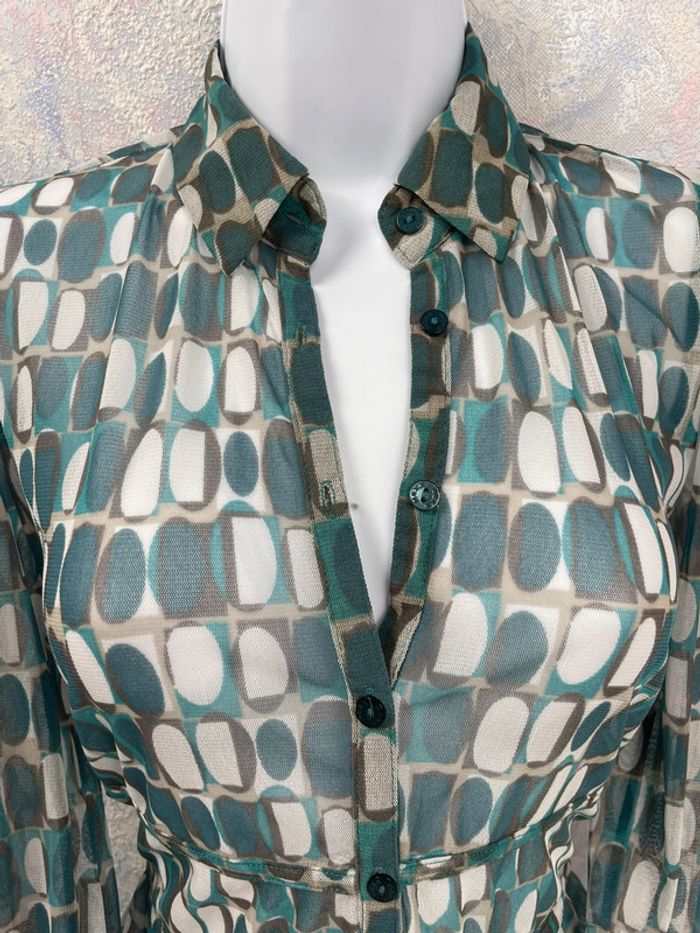 Chemisier en mesh imprimé graphique y2k M/L - photo numéro 4