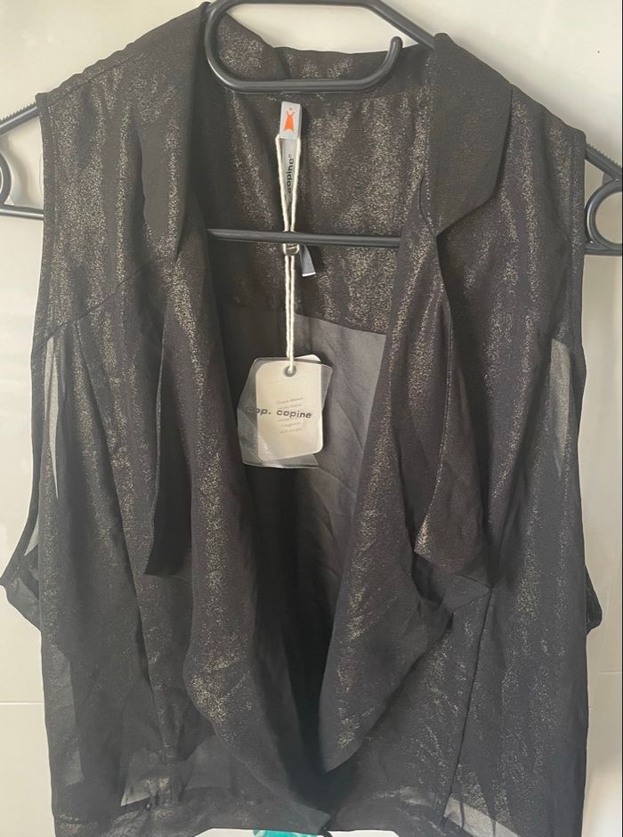 Haut Cop Copine TS sans manches couleur noir brillant Neuf avec étiquette - photo numéro 4