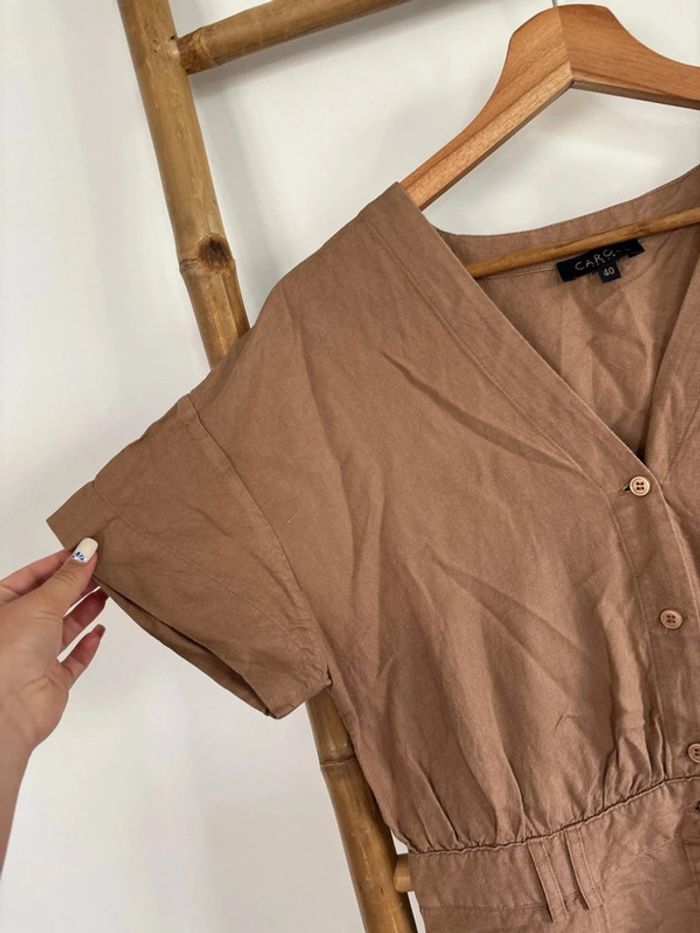 Robe longue marron en lin Caroll taille L / 40 - photo numéro 3