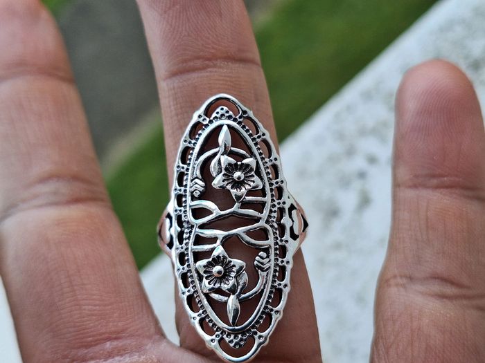 Bague Argentée Ajouré, avec un design fleur Minimaliste - photo numéro 5