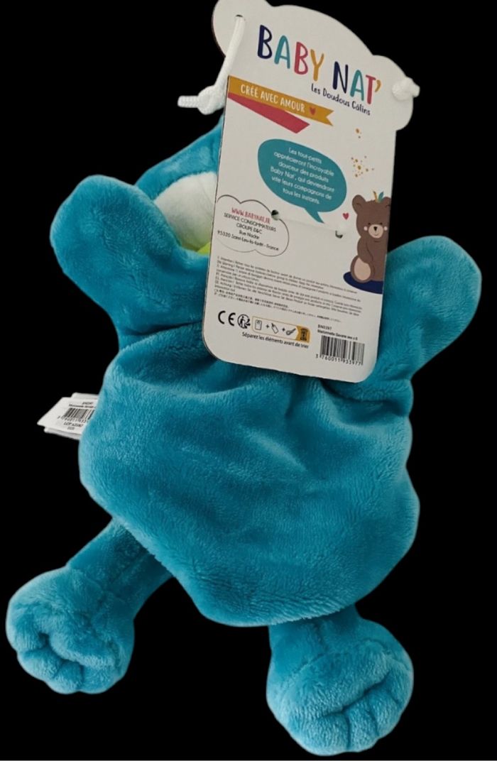 ❤️B4483 Doudou marionnette Crocodile Savane BABY NAT Babynat Bleu vert - photo numéro 3