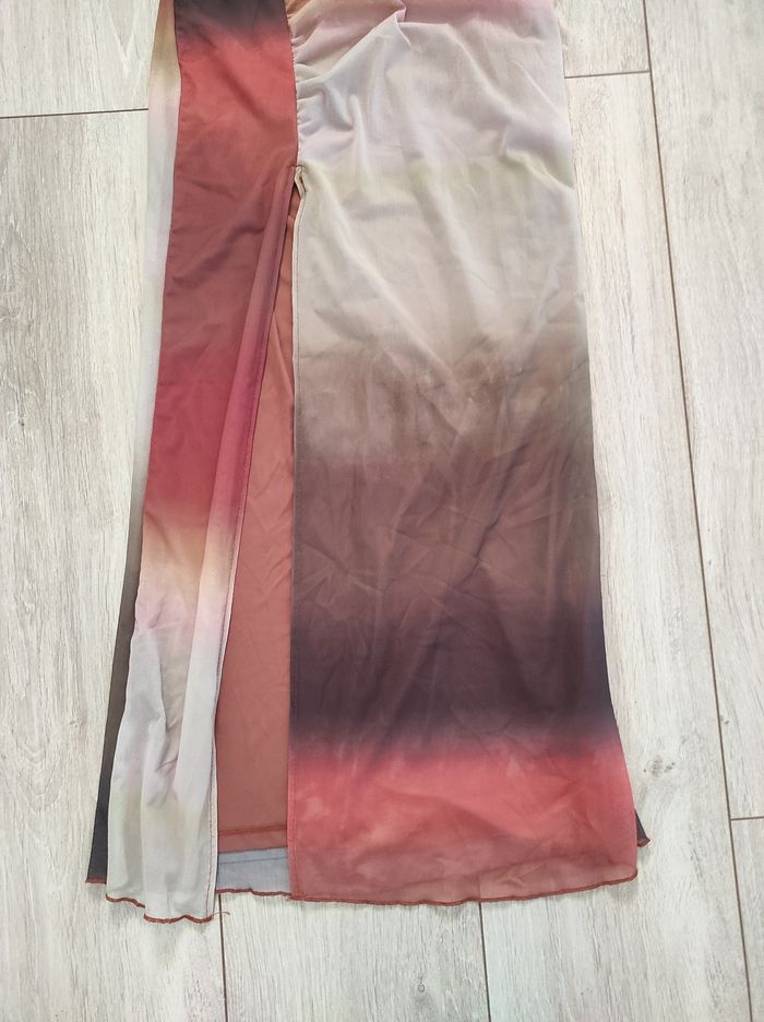 Robe longue fendue Pull & Bear marron et beige taille XS 34 - photo numéro 2