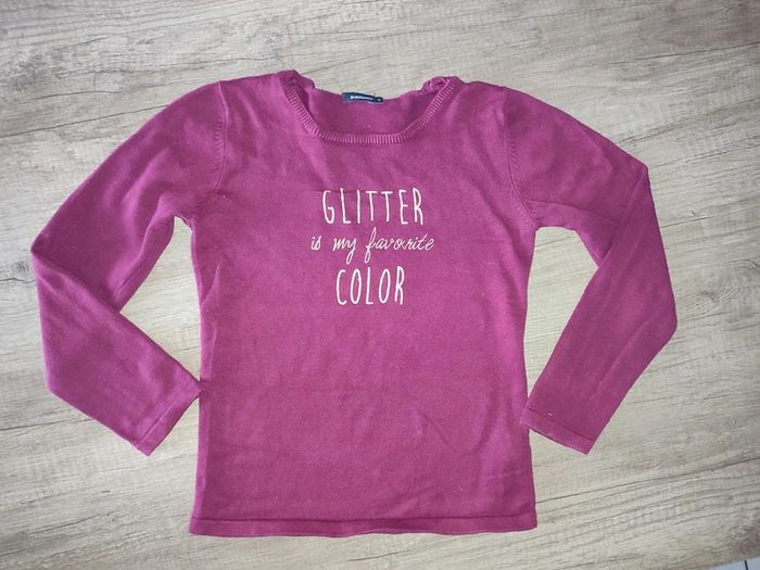 Pull bordeaux 10 ans in extenso "Glitter is my favorite color "