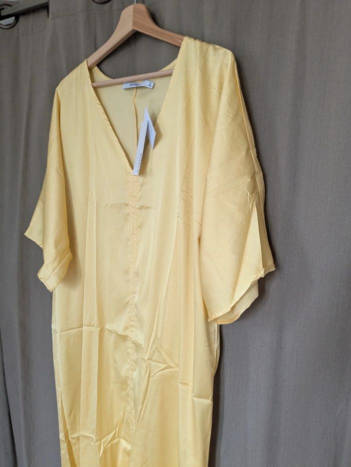 Robe caftan froncée jaune M - photo numéro 3
