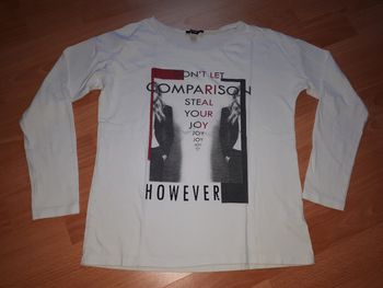 Tshirt ML blanc imprimé T XS (14 ans)