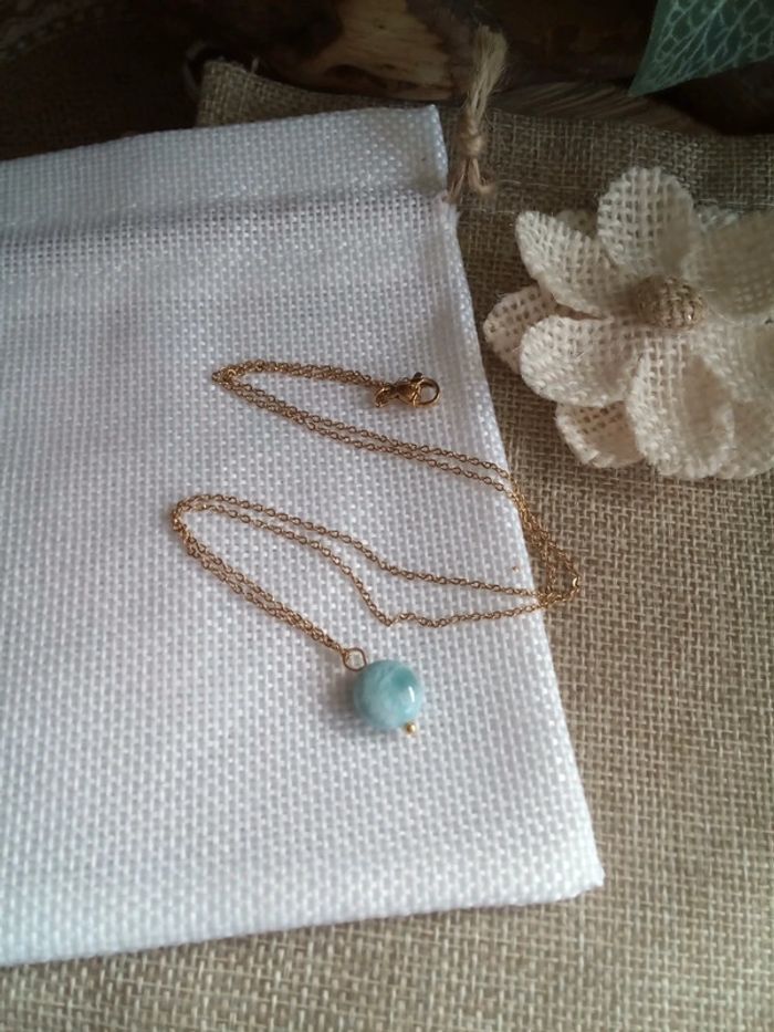 Collier pierre naturelle de larimar - photo numéro 3