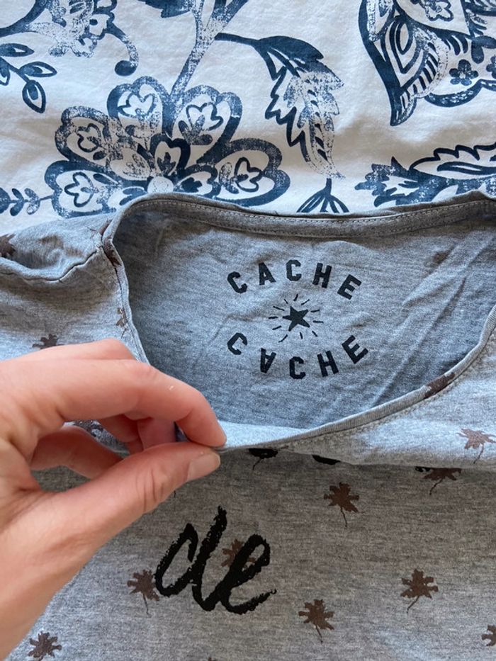 Tee shirt gris motifs palmier - photo numéro 3