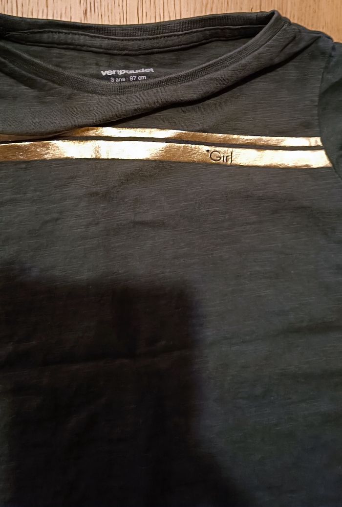 T-shirt vert rayures irisées Vertbaudet 3 ans fille - photo numéro 3