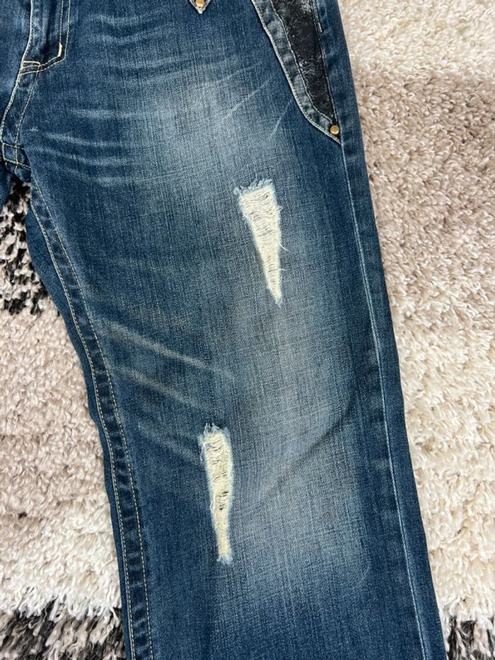 Jean large Y2k opium avec poches en cuir taille 33 bleu marine Denim jean japonais - photo numéro 12