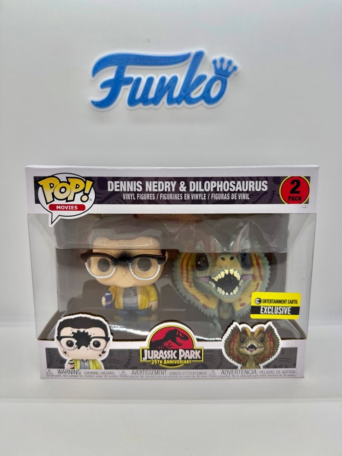 Funko Pop Jurassic Park Dennis Nedry & Dilophosaurus 2 Pack EE 🇺🇸 - photo numéro 1
