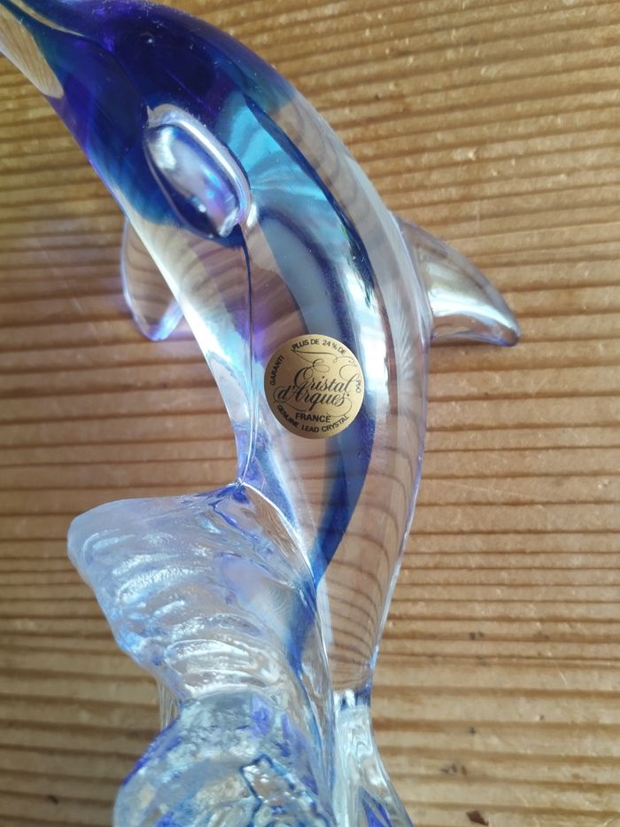 Sculpture en cristal - Cristal d'Arques - Dauphin sur une vague - photo numéro 6