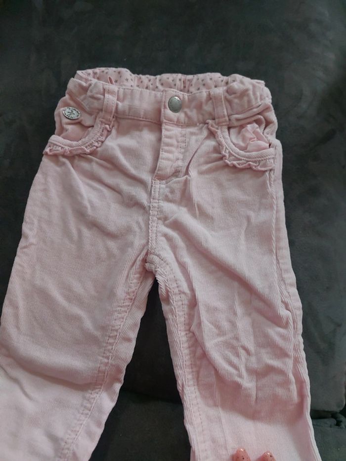 Pantalon rose velour cottelé - photo numéro 3