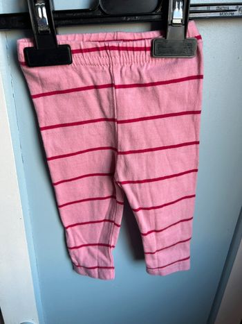Legging rose , rayures fuschia, 6 mois