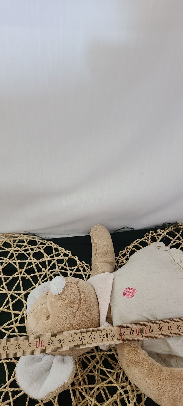 Doudou souris beige robe gris foulard rose NOUKIE'S - photo numéro 5