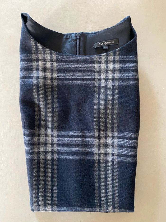 Robe Tara Jarmon marine et grise à carreaux taille 42 - photo numéro 19