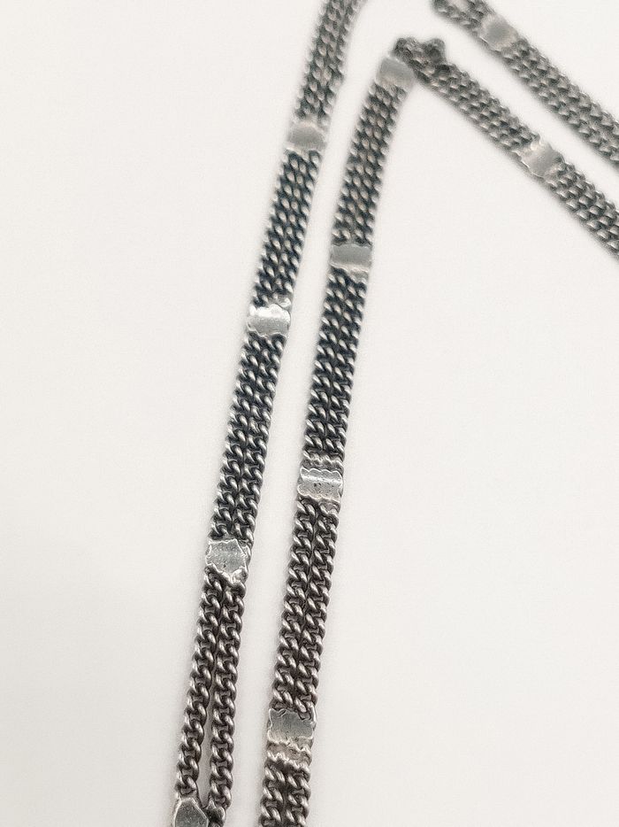 Collana argento 925 vintage antica stile art decò ciondolo onice e marcasiti - photo numéro 3