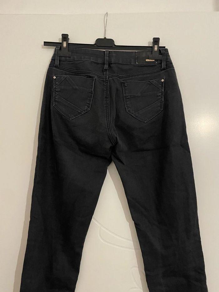 Pantalon extensible bleu marine presque noir taille haute coupe skinny Morgan taille 34 - photo numéro 5