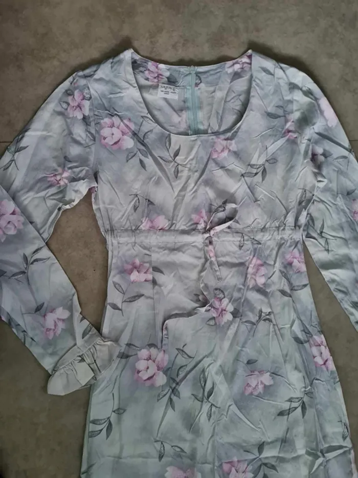 robe florale vintage 100% viscose femme taille 34 - photo numéro 5