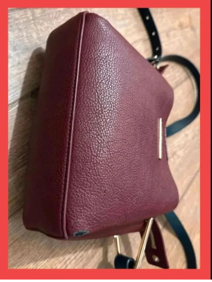 Sac bandoulière bordeaux – Effet cuir grainé - photo numéro 3