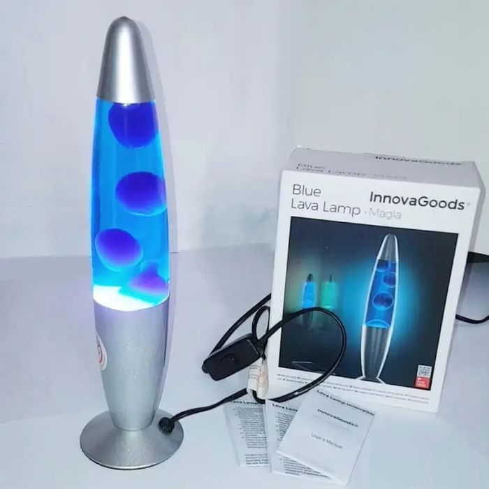 Lampe argenté, lave bleu-violet, NEUF