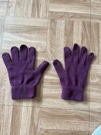Paire de gants mitaine violet taille unique