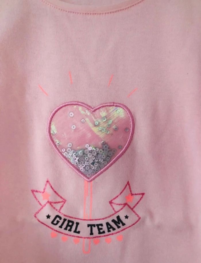 Tee-shirt à manches longues fille rose coeur 8 ans - photo numéro 6