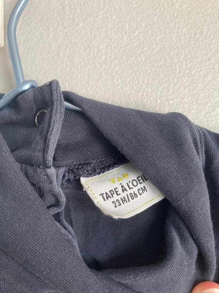 Sous-pull hiver fille bleu gris col montant TAO 23/24 mois - photo numéro 2