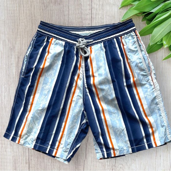 Short de bain homme Vilebrequin – Taille L – Rayé bleu, blanc, orange