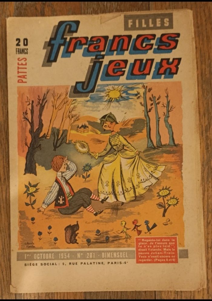 Ancien journal Francs jeux Fille N°201 1954 vintage