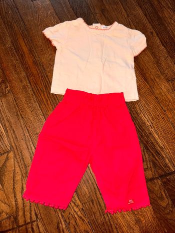 T-shirt Bout’chou et pantalon léger rose Lili gaufrette 6 mois