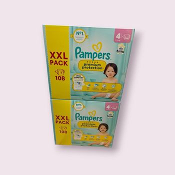 Lot de 2 XXL Pack de 108 (donc 216) couches Pampers Premium Protection [taille 4 : 9 à 14 kg]