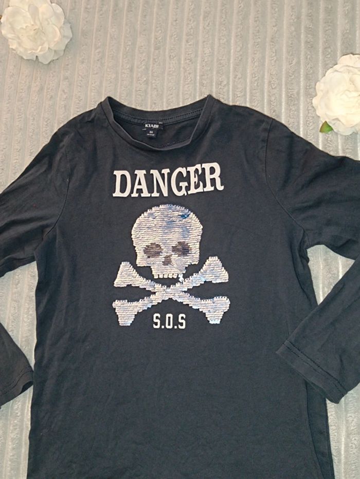Manche longue Sequin Danger💙8ans garcon💙 - photo numéro 3
