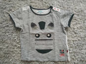 T-shirt manches courtes Banc rayé noir Obaibi 18 mois