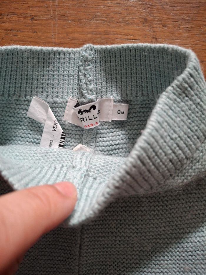 Pantalon vert chaud laine cyrillus 6 mois - photo numéro 2