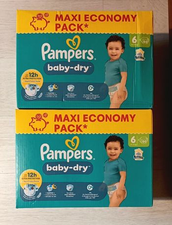 160 couches Pampers baby dry taille 6 (2 Maxi Packs)