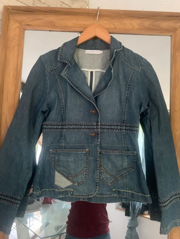 Veste en jean cache-cache taille 38 cintrée - photo numéro 2