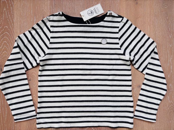 Marinière fille Petit Bateau 10 ans pailleté manches longues neuve étiquette