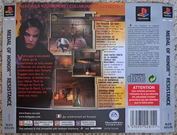 🎮 Jaquette arrière Medal of Honor Resistance platinum Sony PlayStation 1 PS1