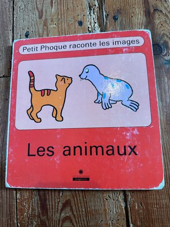 Livre ancien carton cartonné rouge Petit phoque raconte les images Les animaux FP éditions jeunesse